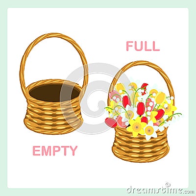 Full and empty opposite adjective vector illustration for english lesson education Vector Illustration